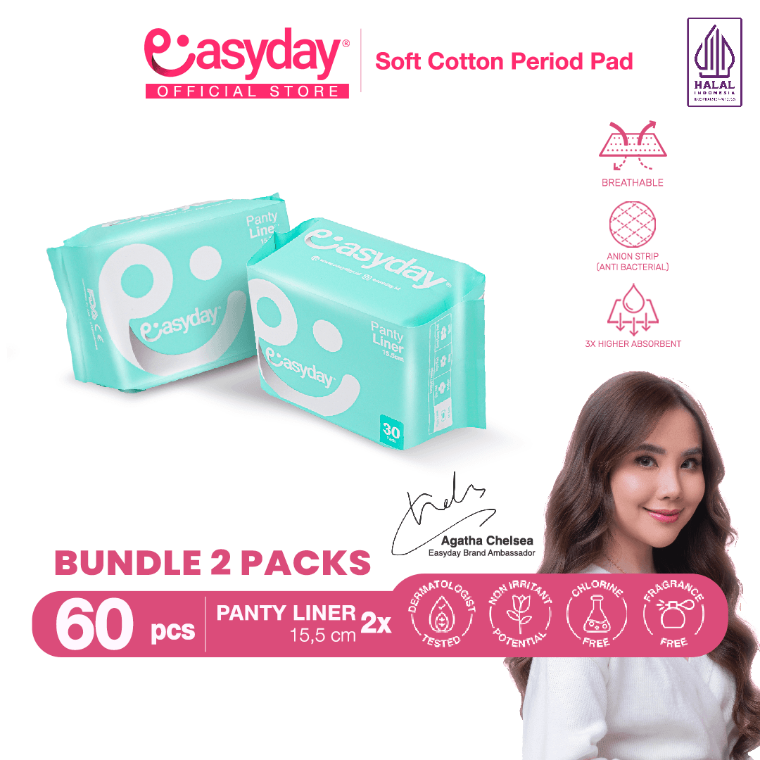 2 Packs Bundle Easyday Pantyliner 60 Pcs 15.5 cm
