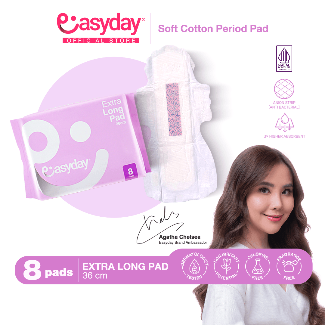 Easyday Extra Long Pad 8 Pcs 36 cm | Pembalut Wanita Bersalin Heavy Flow Anti Bocor & Bebas Iritasi